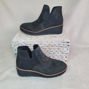 Eileen Fisher Lark Leather Suede Chelsea Ankle Black Booties Size 7 Whimsigoth